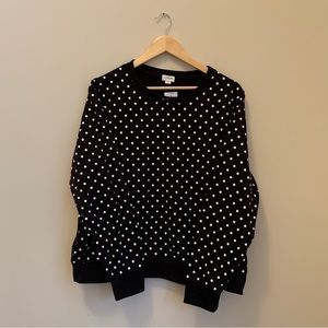 J Crew NWT Black & White Polka Dot Sweatshirt